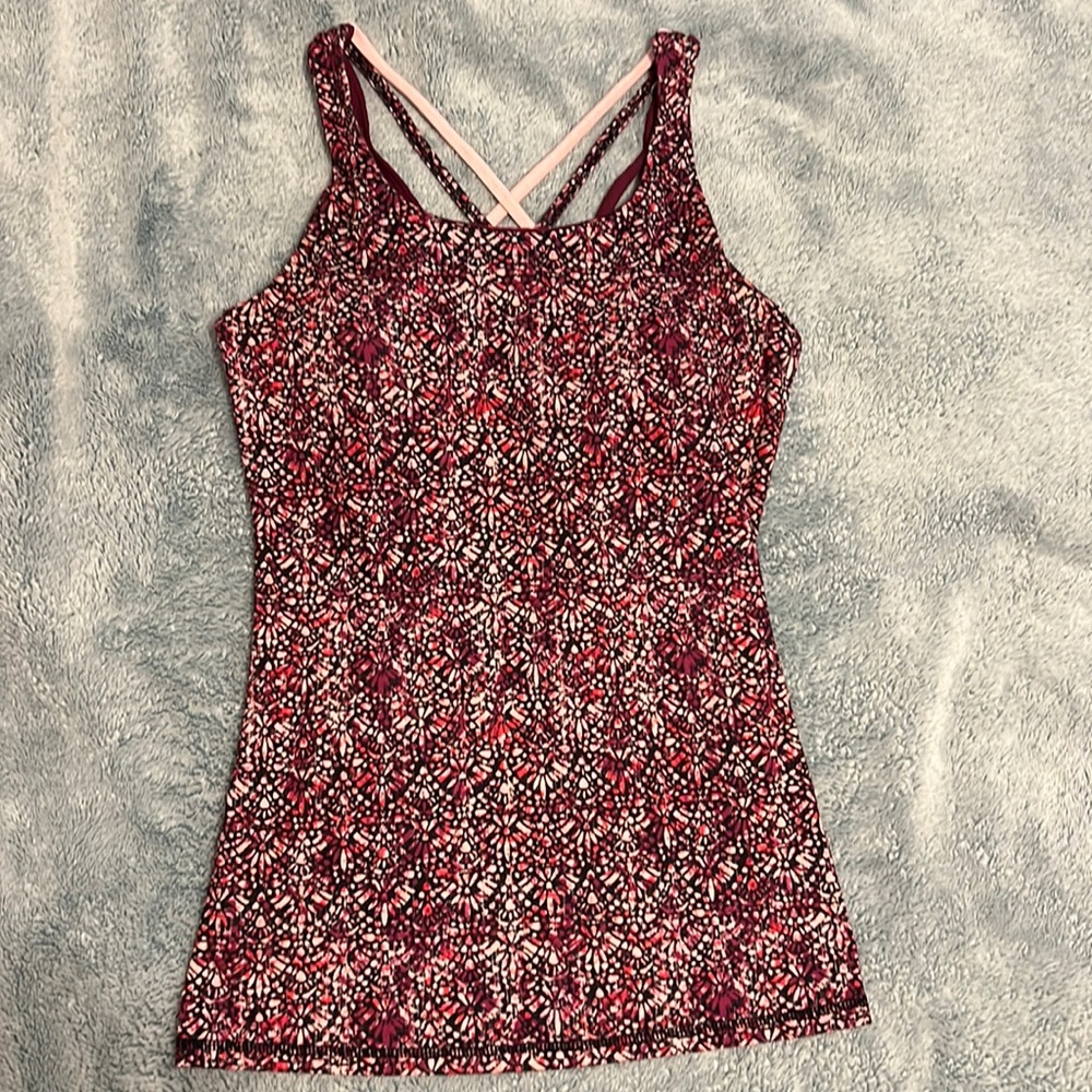 Gaiam Maroon Mauve Pink workout tank top with built in sports bra Small